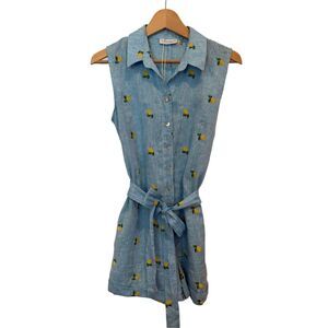 Sartoria Saracena Italy Linen Lemon Romper Size XS